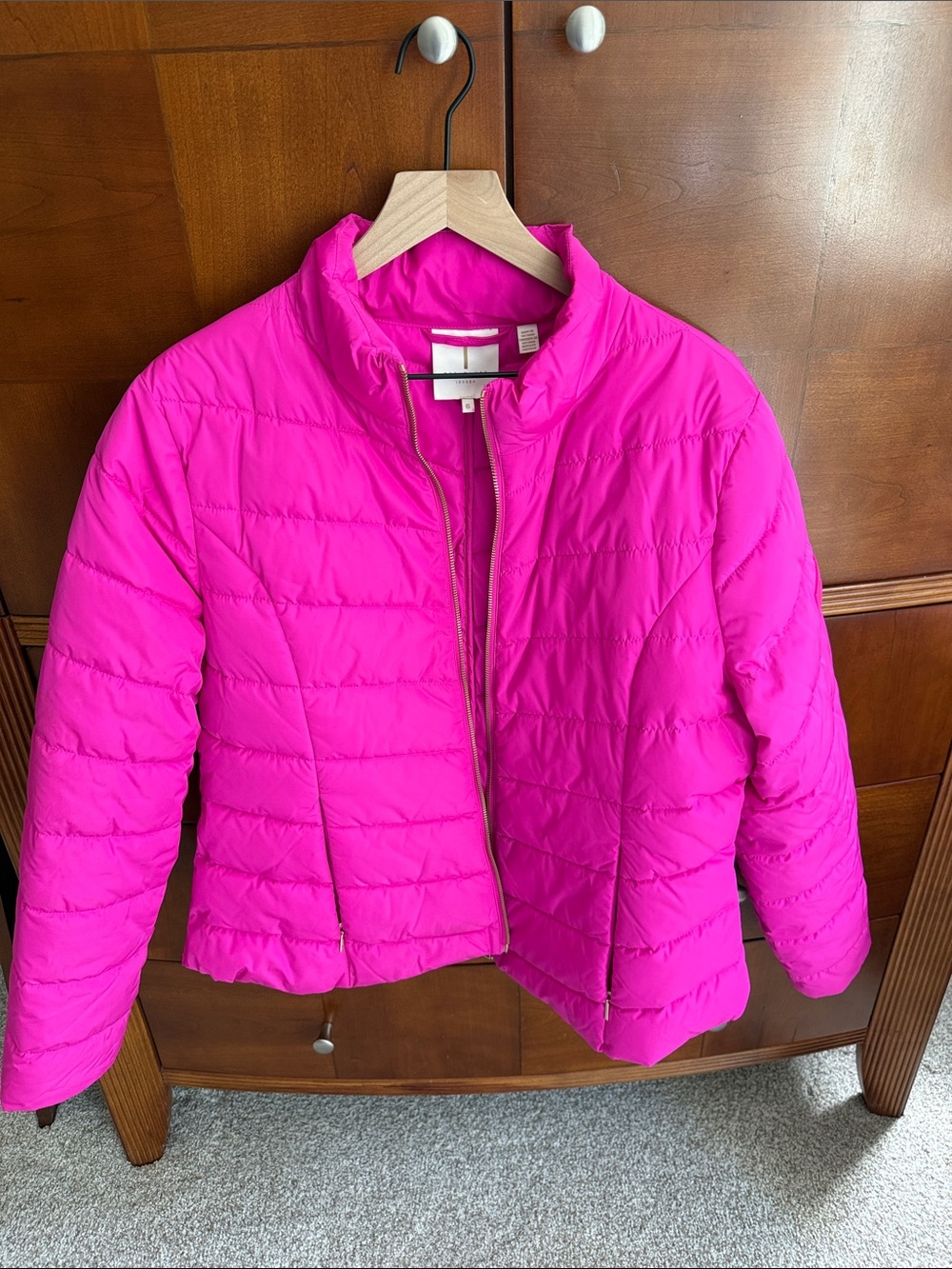 Ted Bake' Bright Pink Puffer Jacket - Lightweight Quilted Coat - worn once